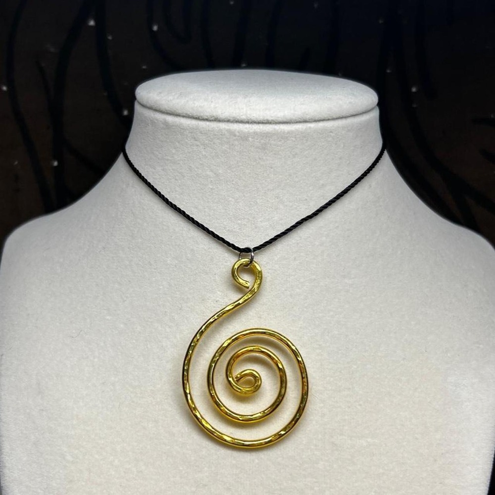 Spiral handmade cord boho chic necklace Wirewrapped grunge indie gift for her